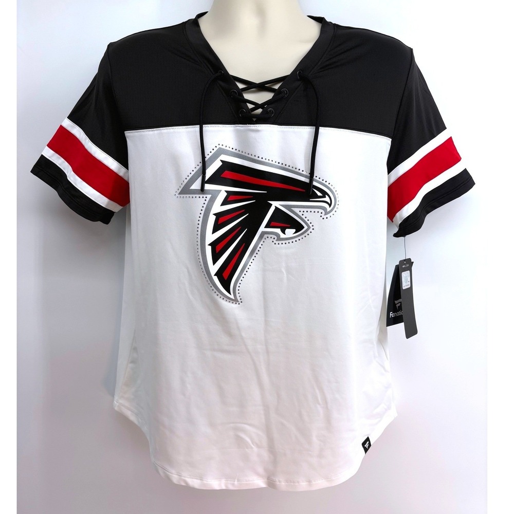 Fanatics NFL Atlanta Falcons Lace Up Jersey Shirt Womens XL Black White Red NWT